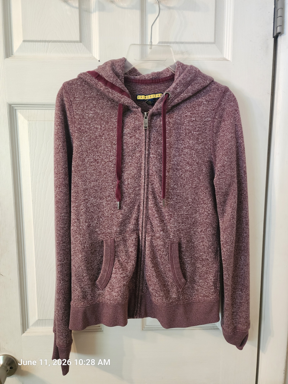 Prince & Fox Heathered Dusty Mauve Zip-Up Hoodie